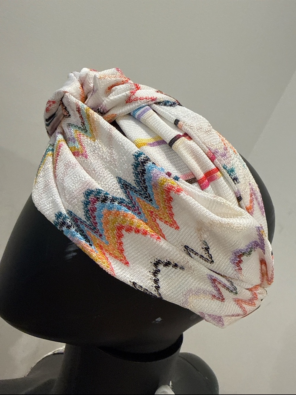 Missoni Mare Metallic Zigzag Lamé Headband Turban White Multicolor NWT